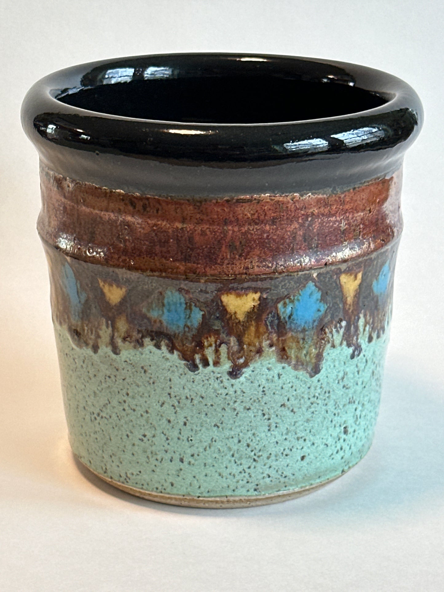 Speckled Stoneware Utensil Crock (Copper with Drip Detail)