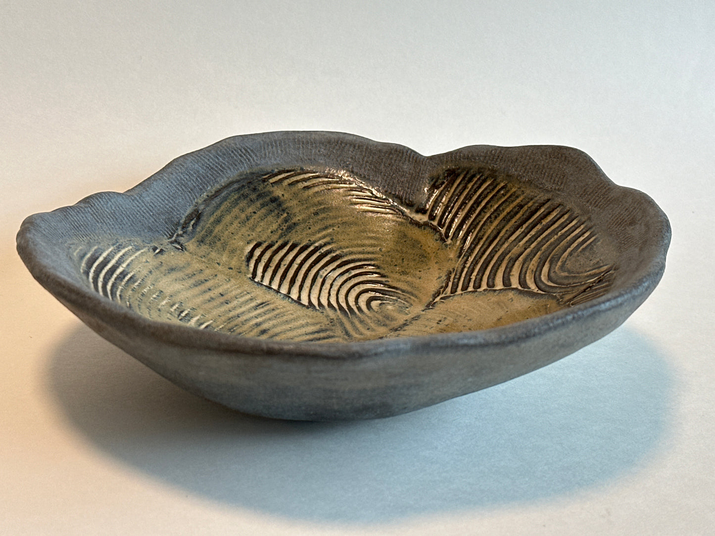 Organic Bluestone Bowl with Spiral Detail