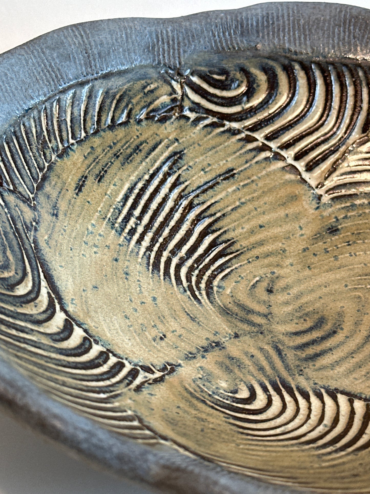 Organic Bluestone Bowl with Spiral Detail