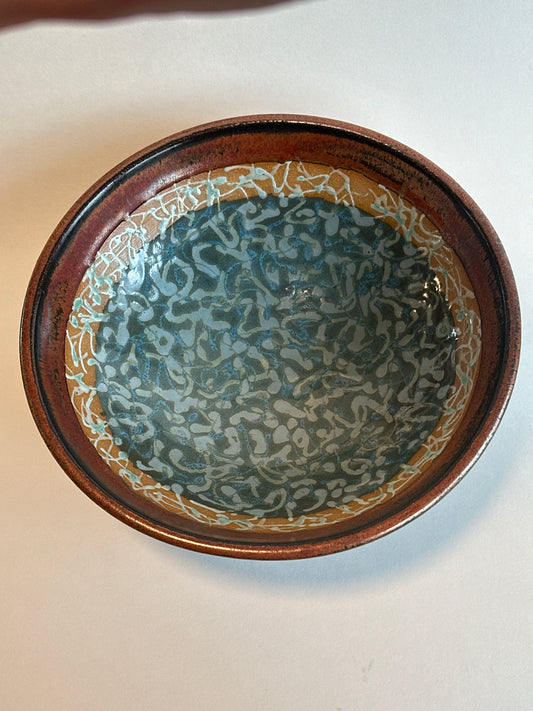 Copper/Green Squiggle Soup or Pasta Bowl 1