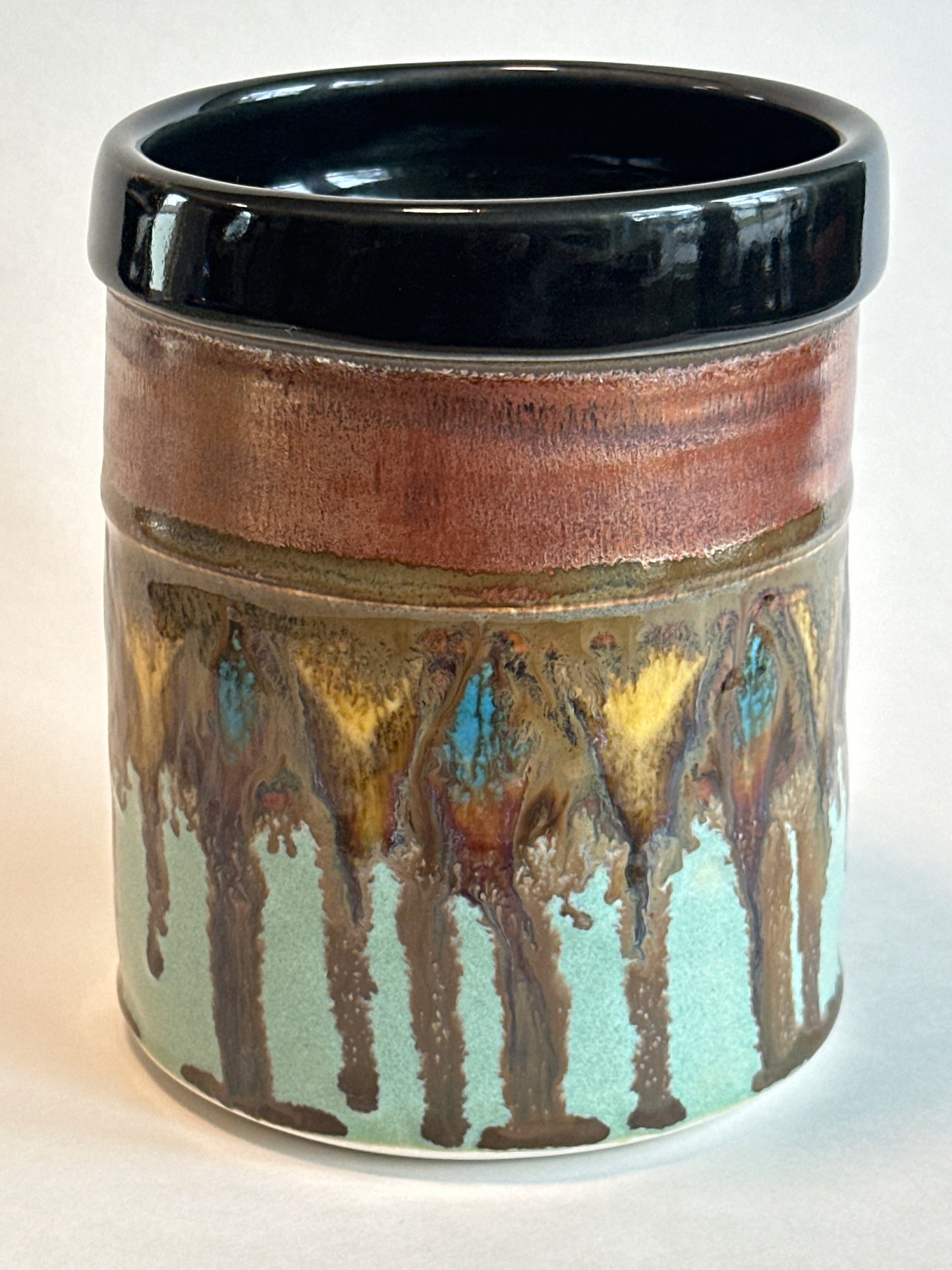 Porcelain Utensil Crock (Copper with Drip Detail)