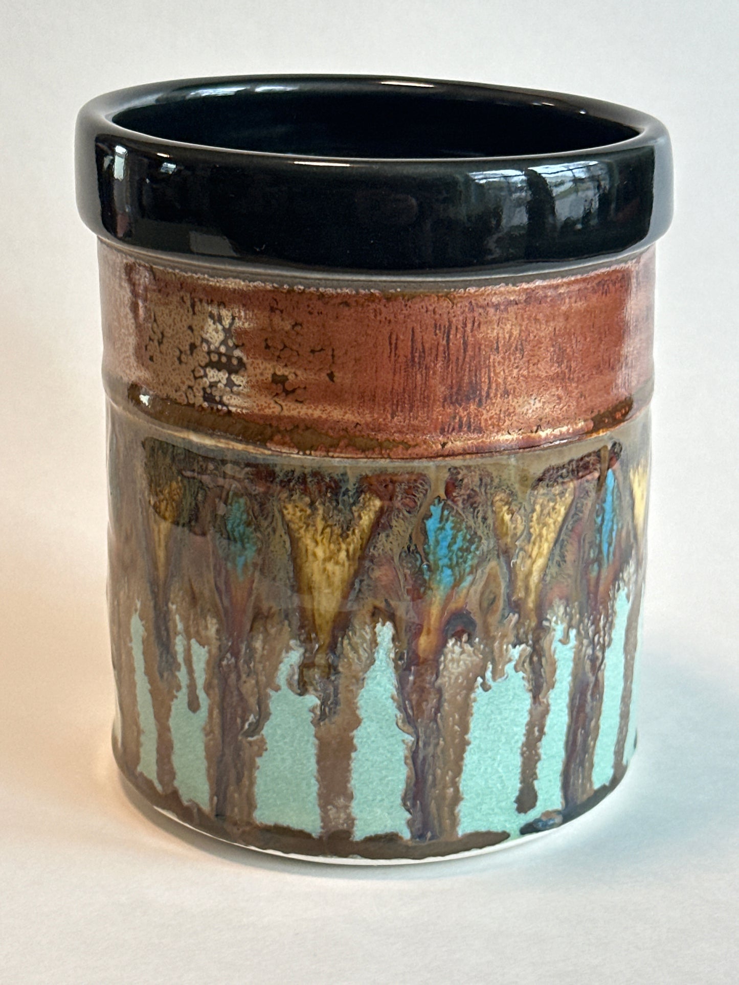 Porcelain Utensil Crock (Copper with Drip Detail)